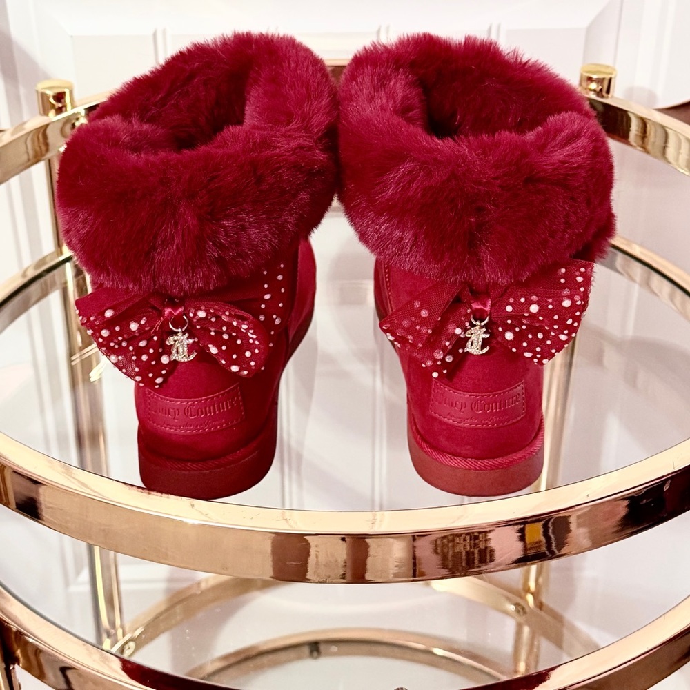 Juicy Couture Burgundy Faux Fur Coquette Boots Size 7